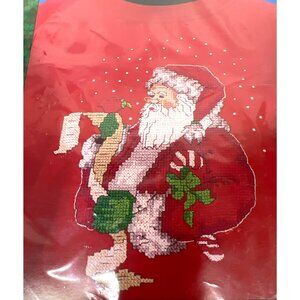 Candamar Designs Holiday Santa Cross Stitch Wearable Kit Vintage Christmas Craft